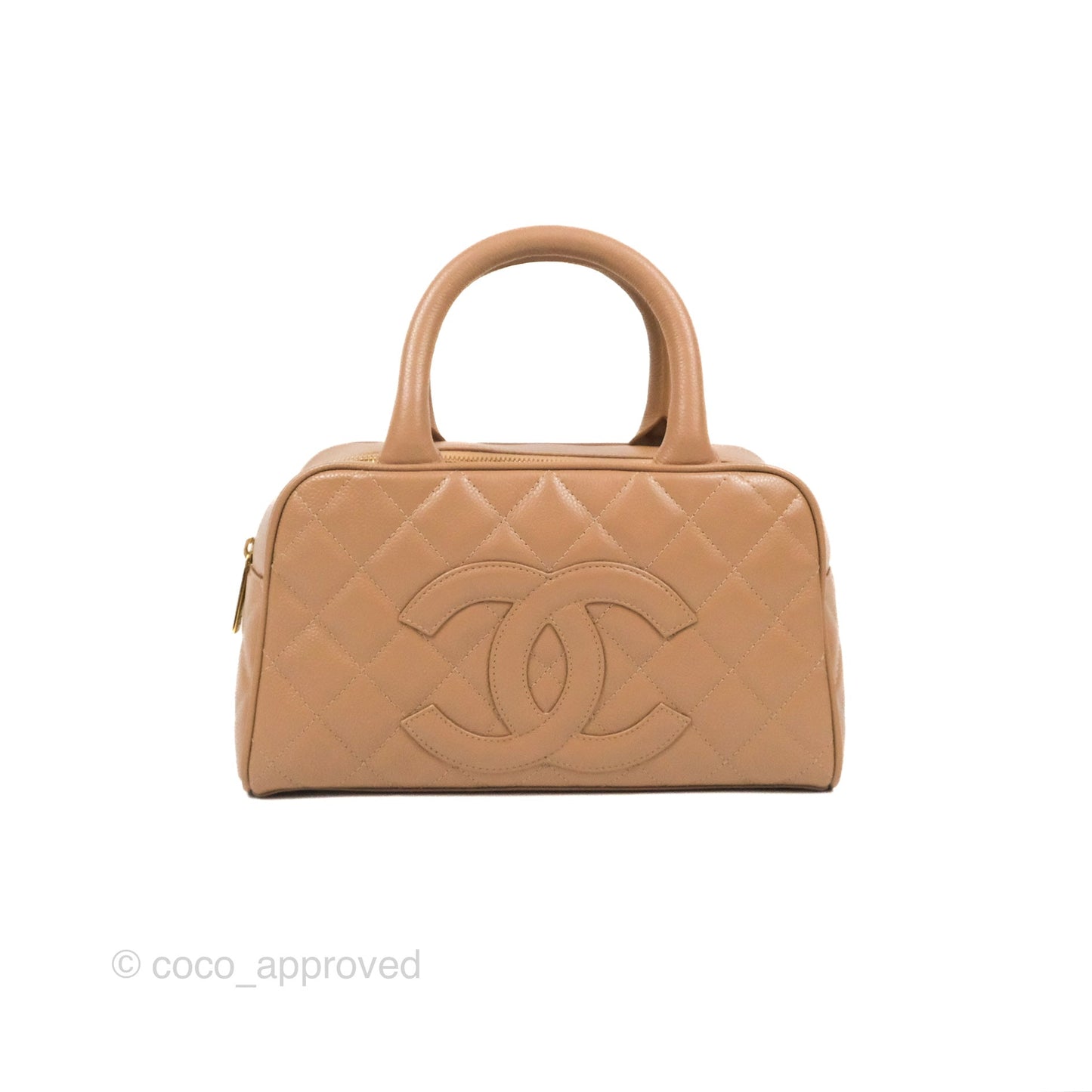 Chanel Vintage Mini CC Boston Bag Beige Caviar