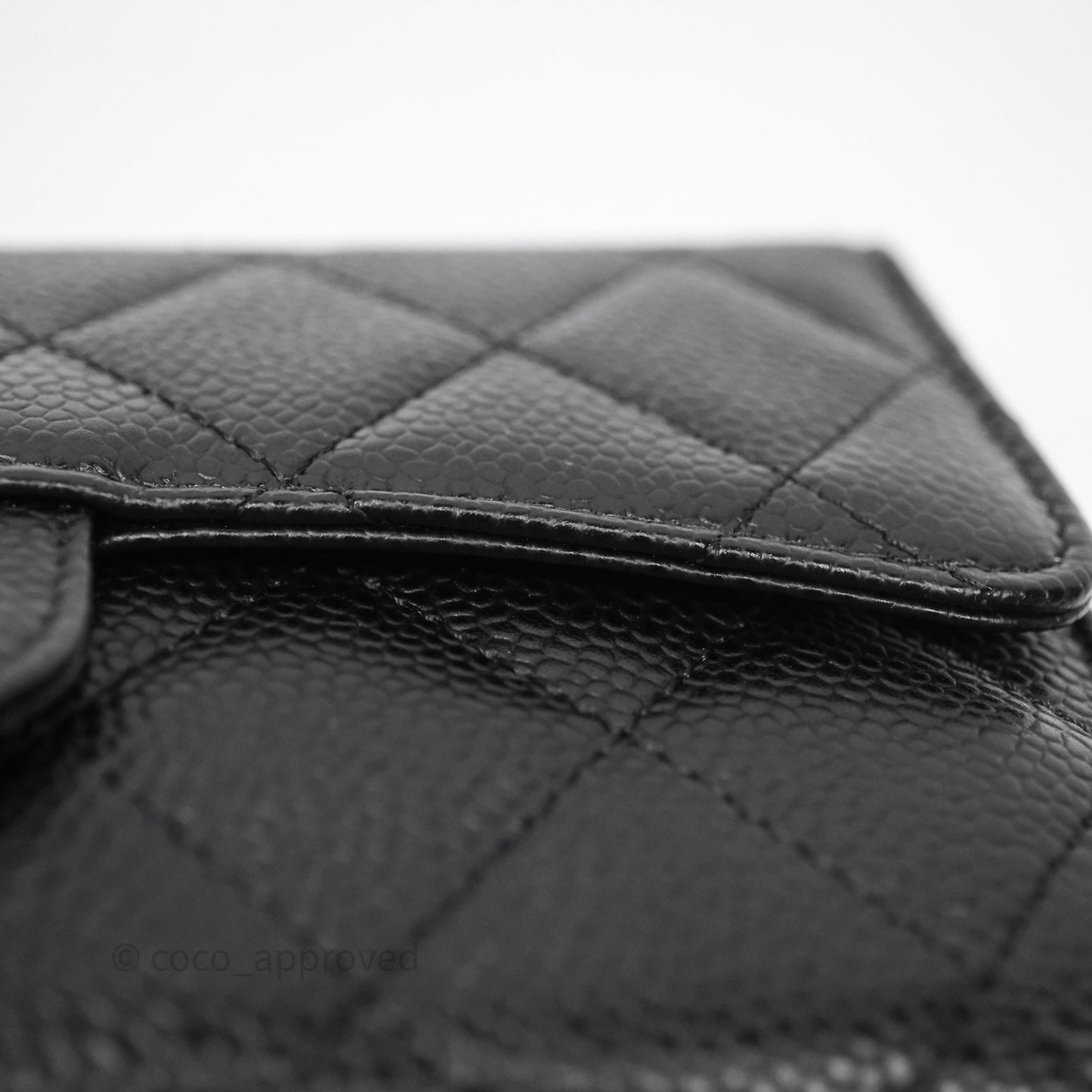 Chanel Quilted Long Wallet Black Caviar Gold Hardware