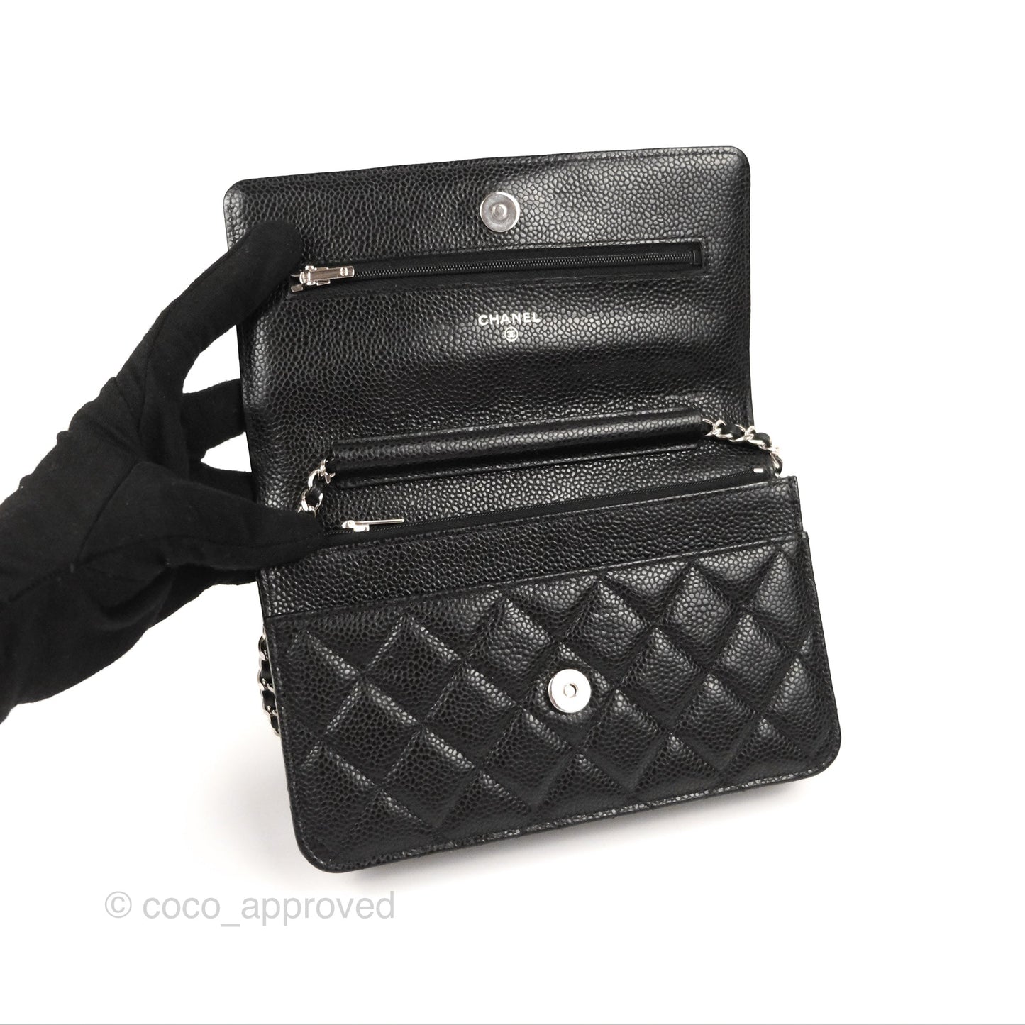 Chanel Quilted Classic WOC Black Caviar Silver Hardware