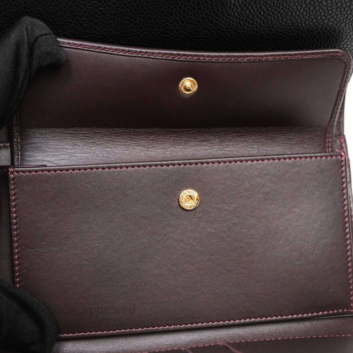 Chanel Quilted Long Wallet Black Caviar Gold Hardware