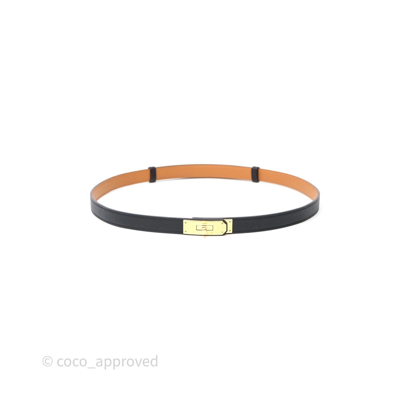 Hermès Kelly Buckle Belt Noir Black 89 Epsom Gold Hardware