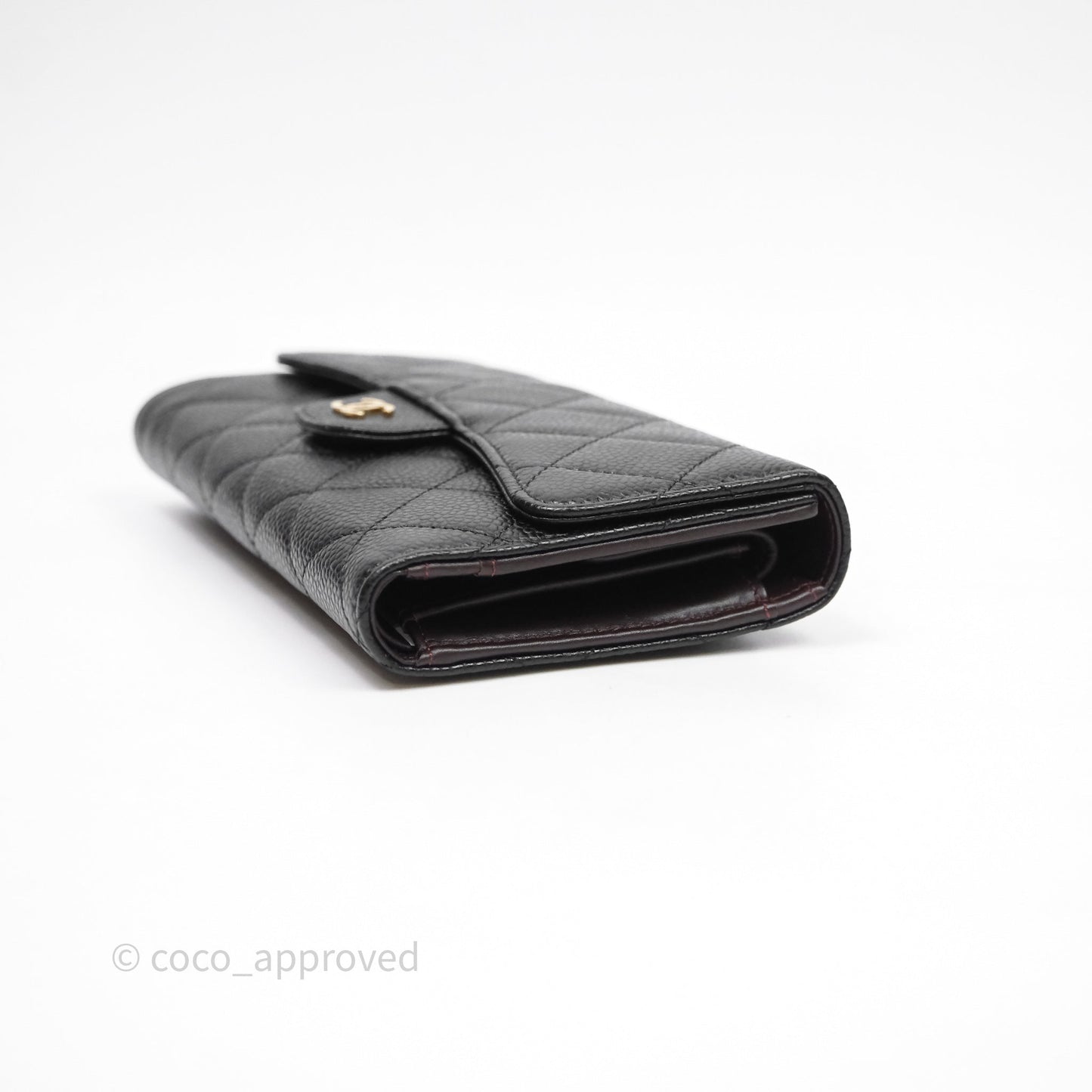 Chanel Quilted Long Wallet Black Caviar Gold Hardware
