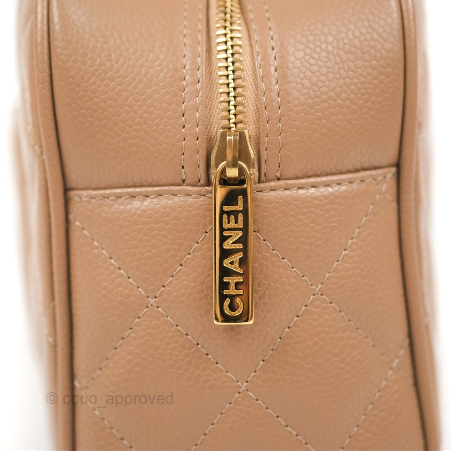 Chanel Vintage Mini CC Boston Bag Beige Caviar