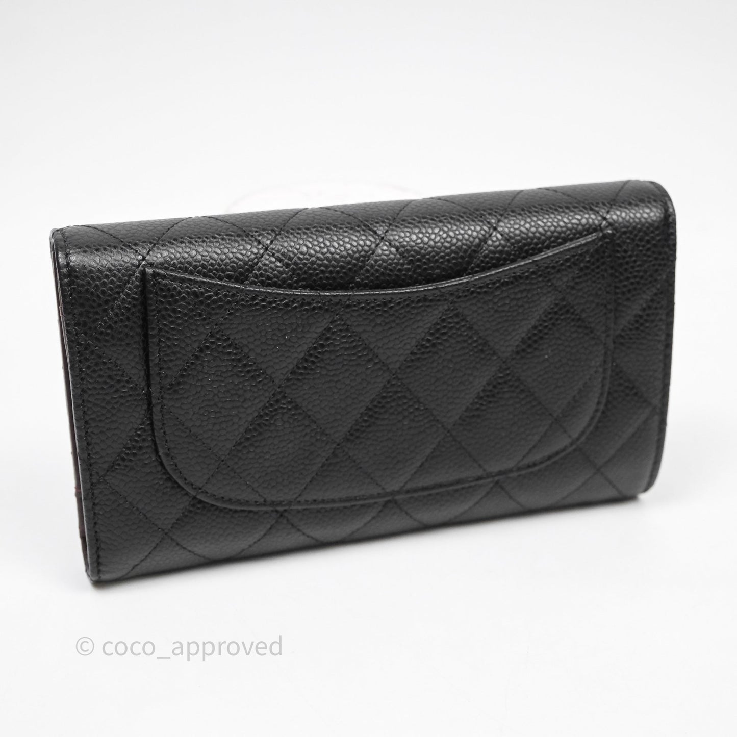 Chanel Quilted Long Wallet Black Caviar Gold Hardware