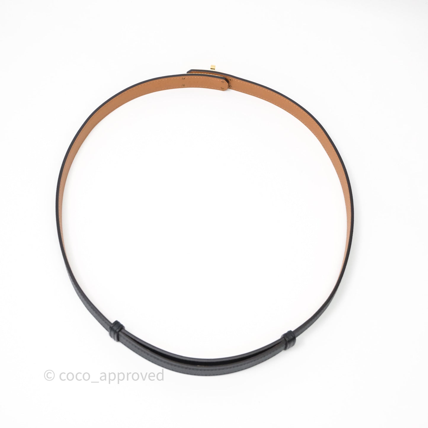 Hermès Kelly Buckle Belt Noir Black 89 Epsom Gold Hardware
