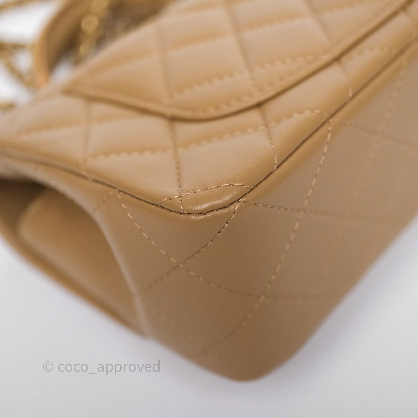 Chanel Metal Top Handle Mini Rectangular Flap Bag Beige Lambskin Aged Gold Hardware