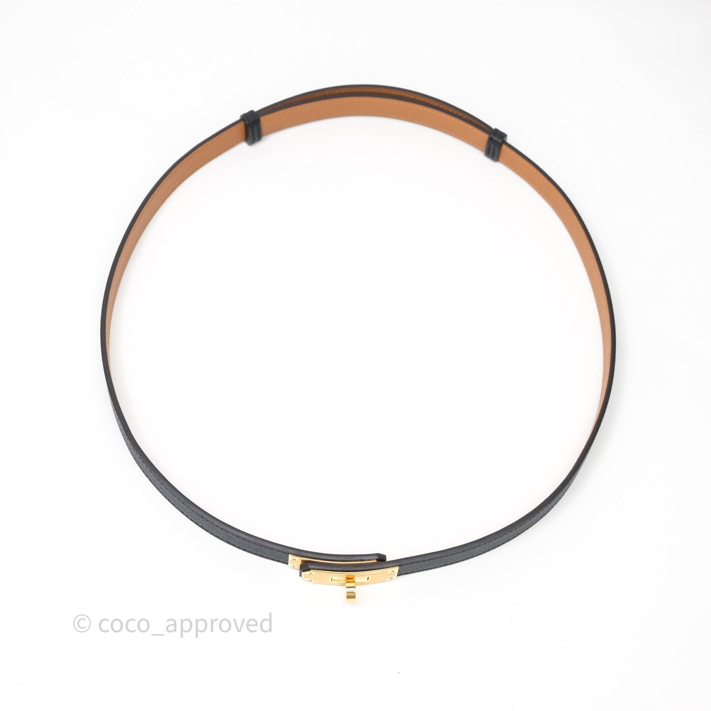 Hermès Kelly Buckle Belt Noir Black 89 Epsom Gold Hardware