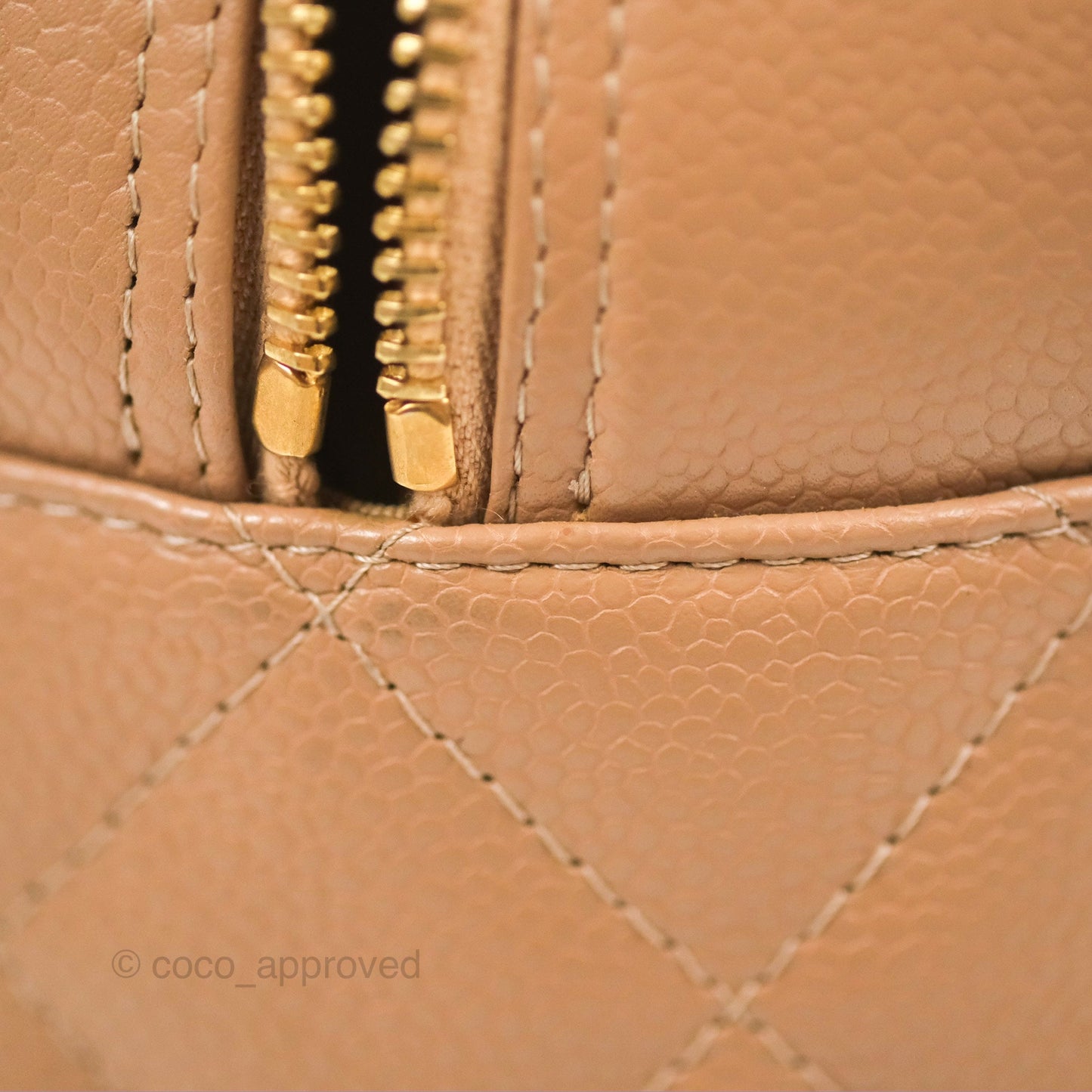 Chanel Vintage Mini CC Boston Bag Beige Caviar