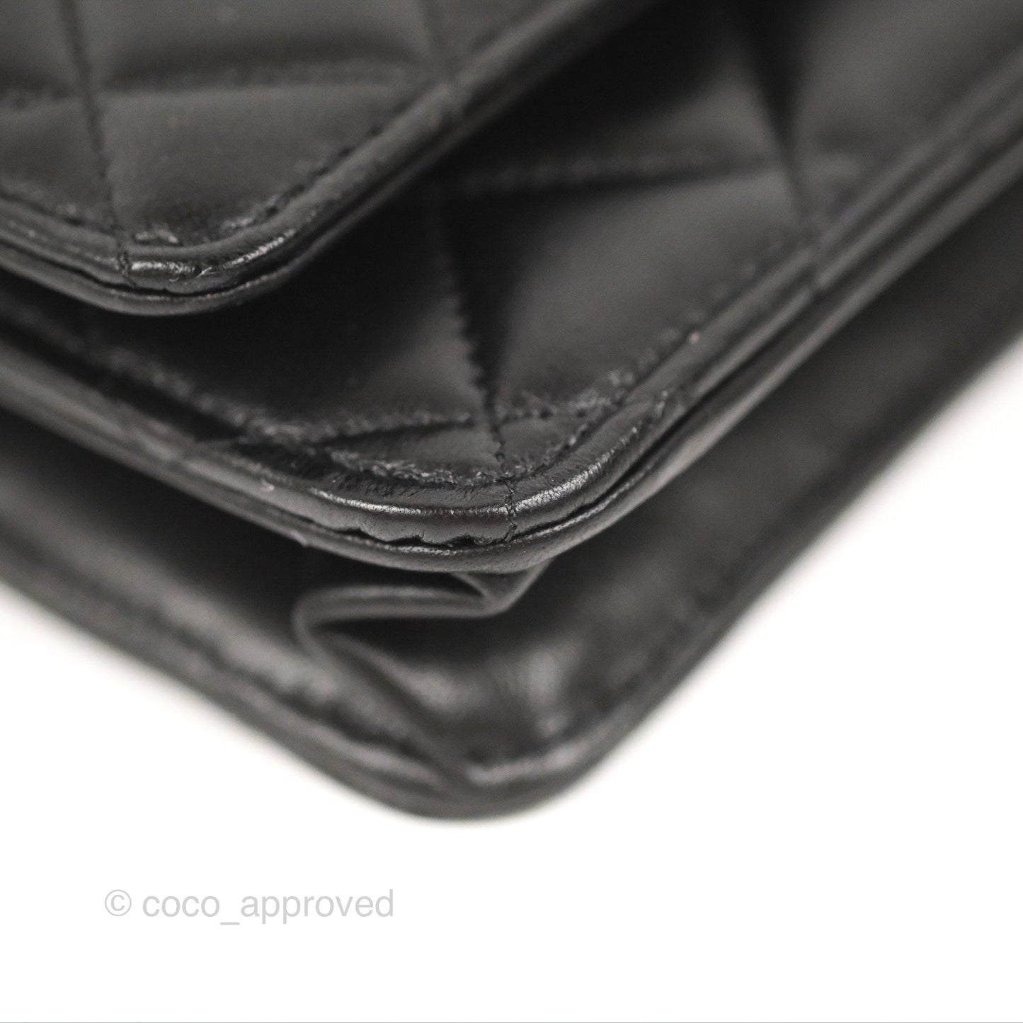 Chanel Quilted Pearl Crush Wallet on Chain WOC Black Lambskin Aged Gold Hardware