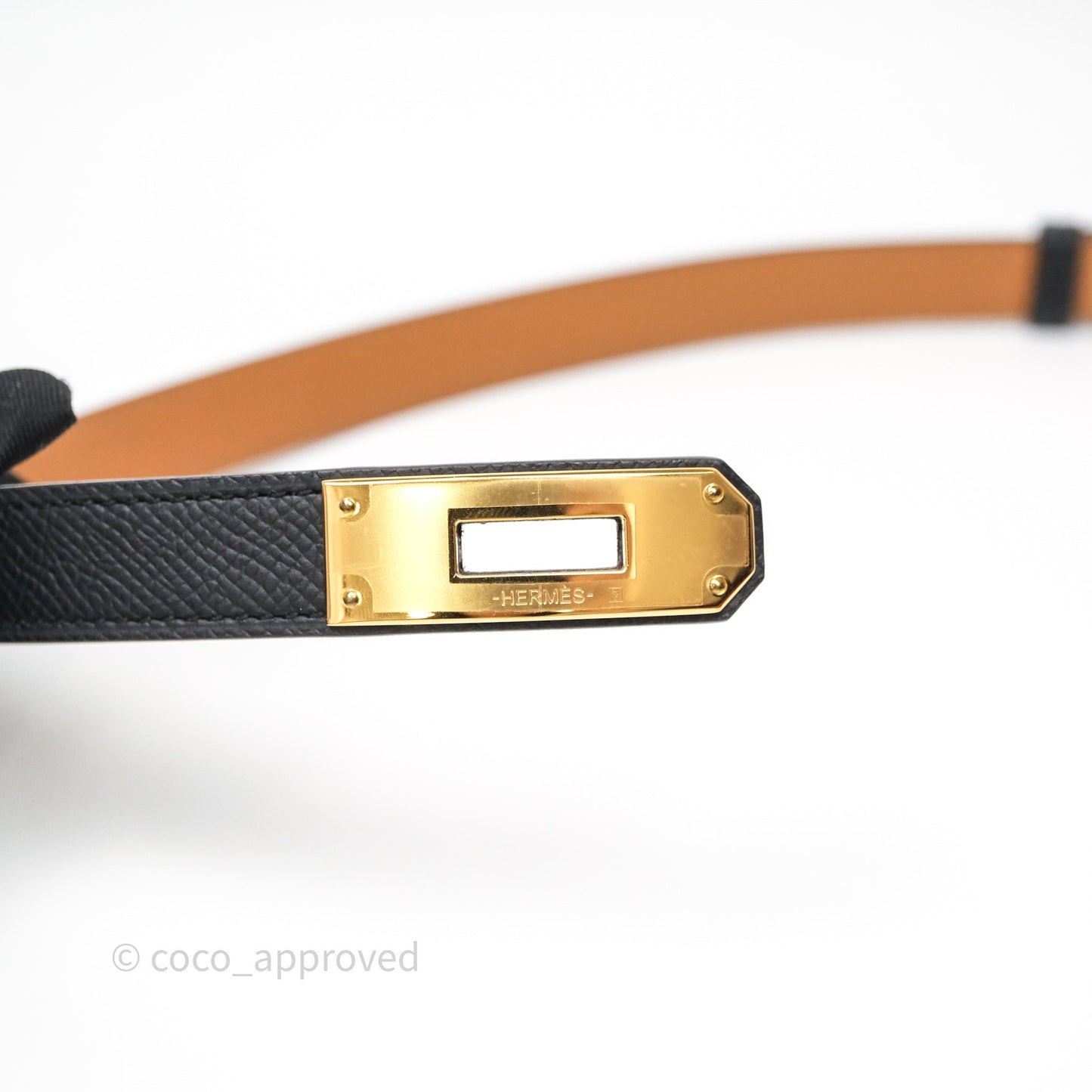 Hermès Kelly Buckle Belt Noir Black 89 Epsom Gold Hardware