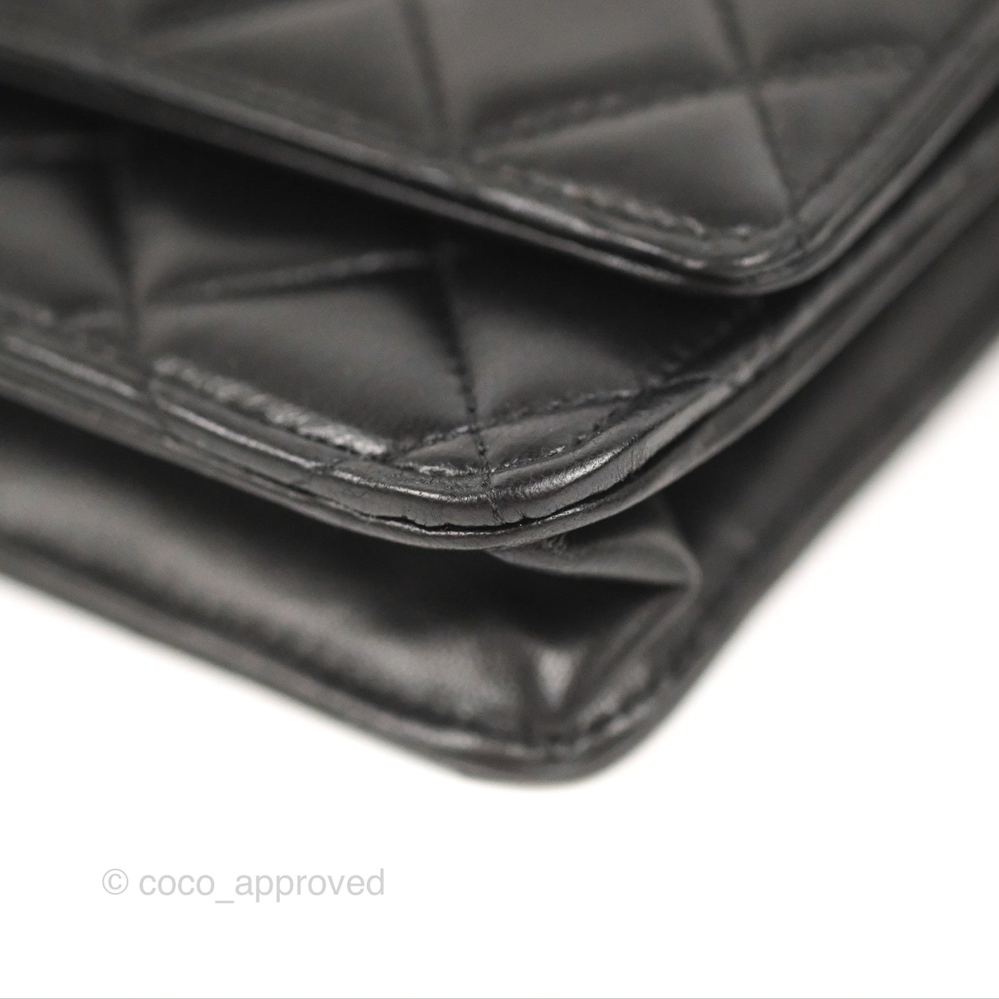 Chanel Quilted Pearl Crush Wallet on Chain WOC Black Lambskin Aged Gold Hardware