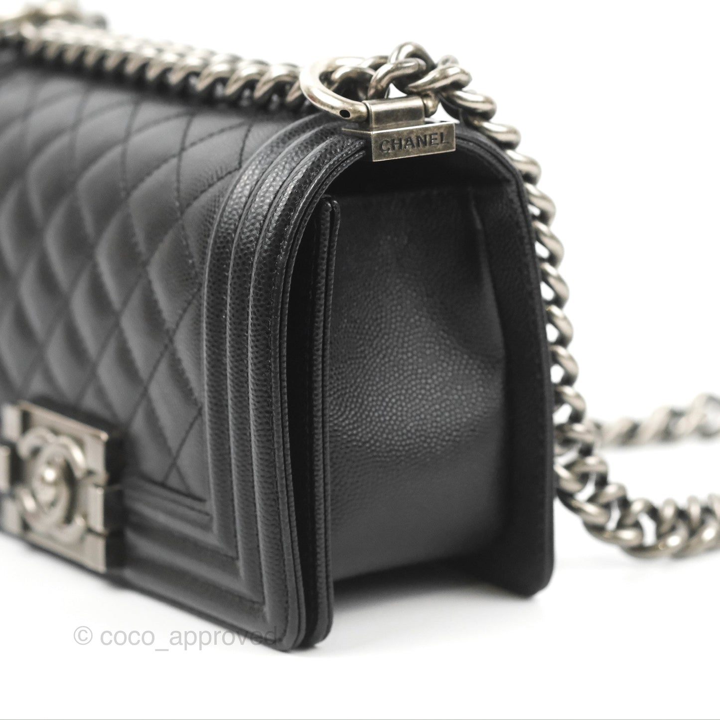 Chanel Small Boy Black Caviar Ruthenium Hardware