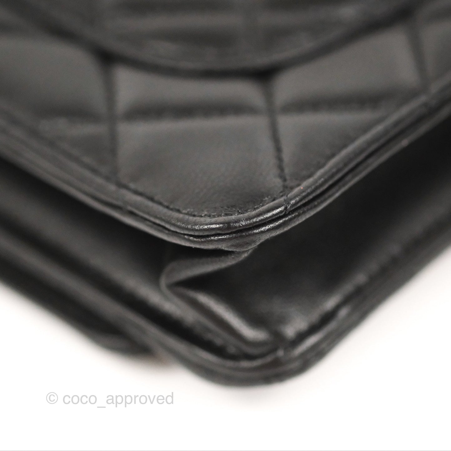 Chanel Quilted Pearl Crush Wallet on Chain WOC Black Lambskin Aged Gold Hardware
