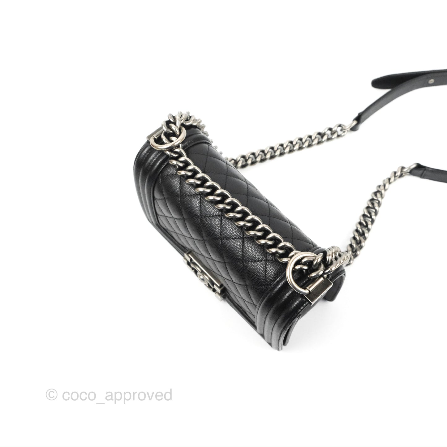 Chanel Small Boy Black Caviar Ruthenium Hardware