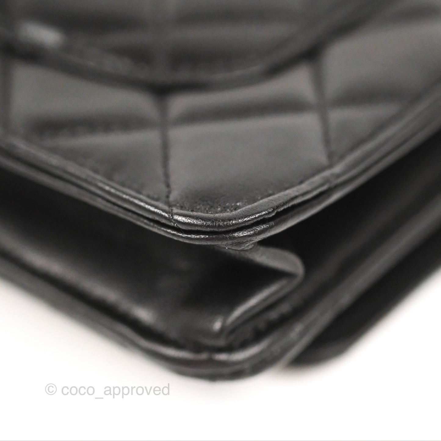 Chanel Quilted Pearl Crush Wallet on Chain WOC Black Lambskin Aged Gold Hardware