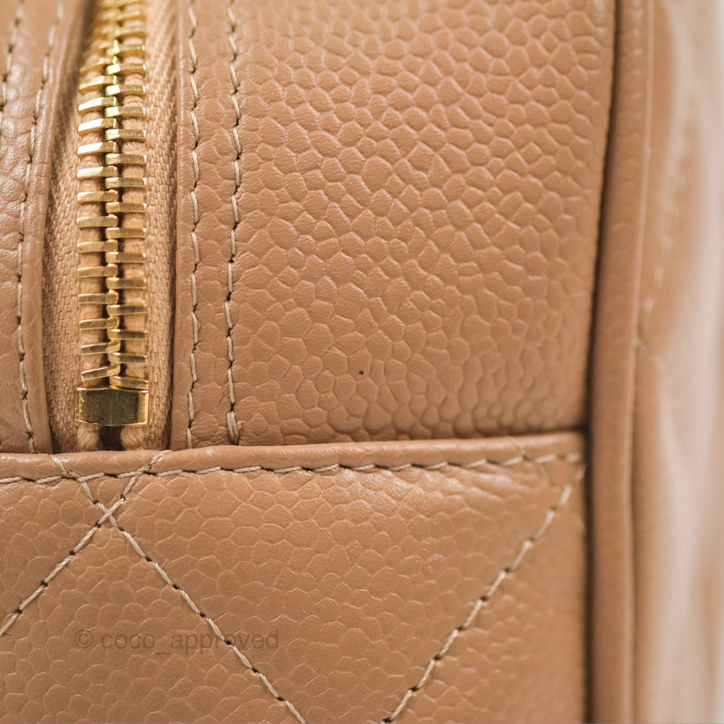 Chanel Vintage Mini CC Boston Bag Beige Caviar
