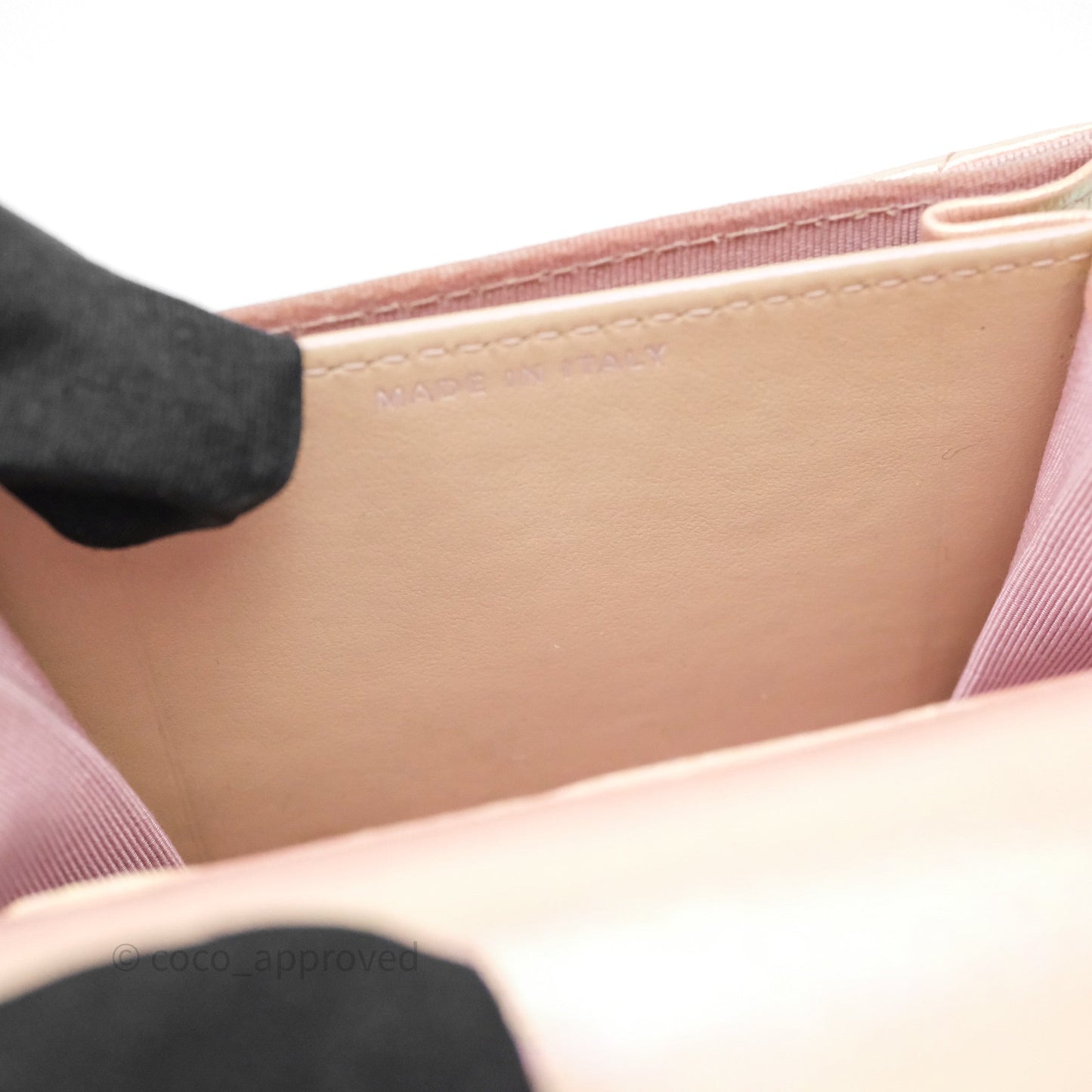 Chanel Classic Flap Coin Purse Pink Iridescent Pearl Lambskin Silver Hardware