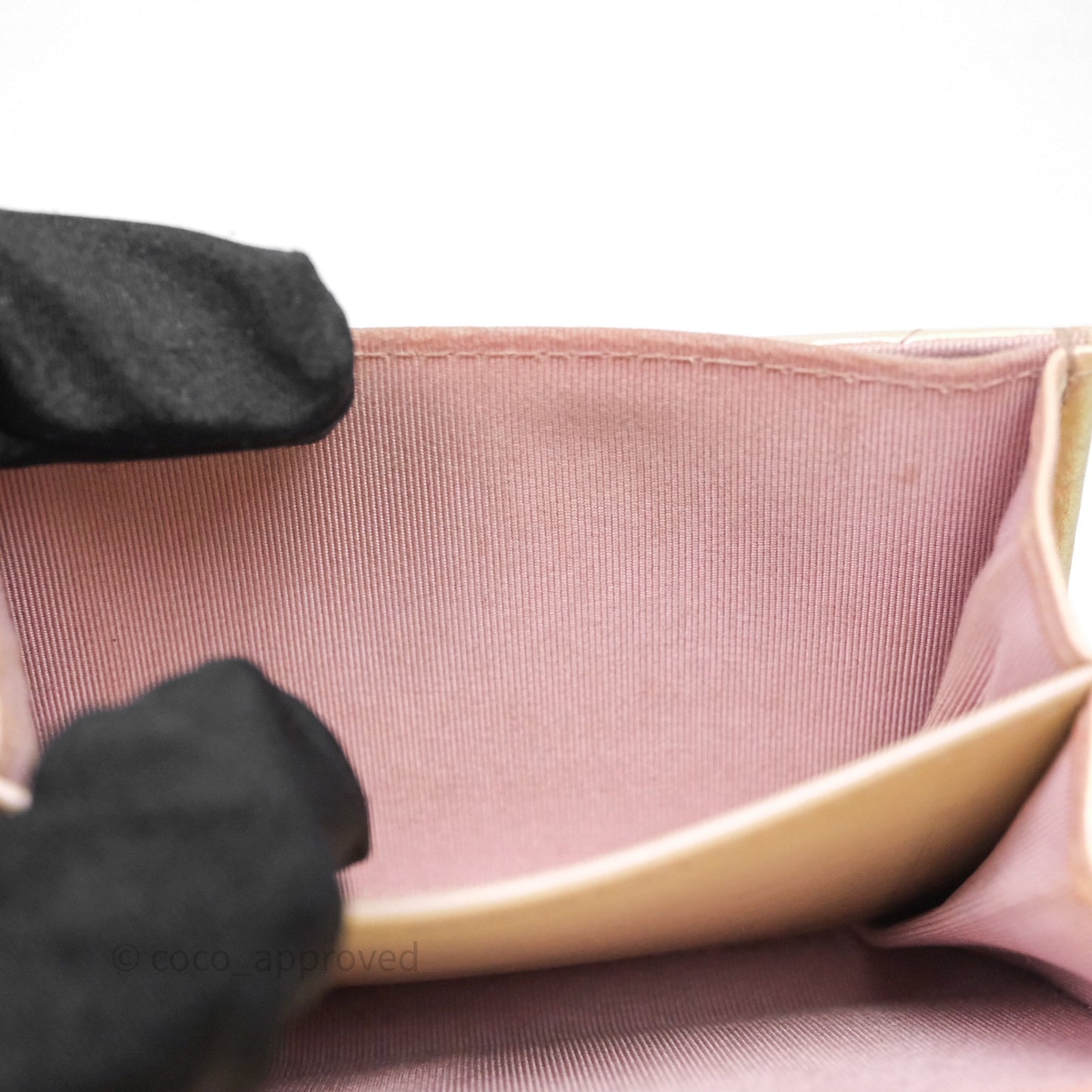 Chanel Classic Flap Coin Purse Pink Iridescent Pearl Lambskin Silver Hardware