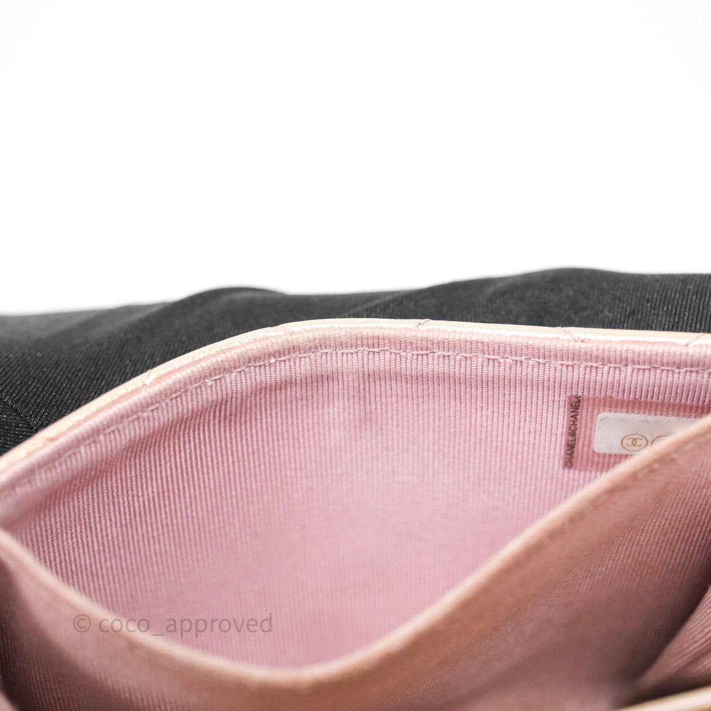 Chanel Classic Flap Coin Purse Pink Iridescent Pearl Lambskin Silver Hardware