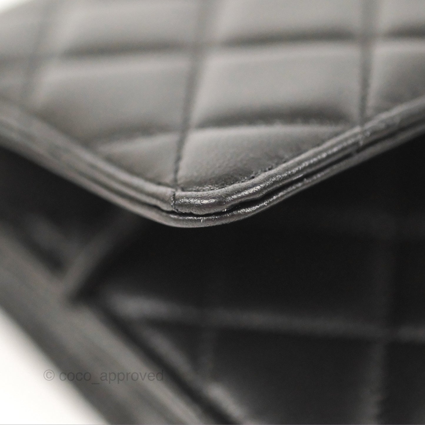 Chanel Quilted Pearl Crush Wallet on Chain WOC Black Lambskin Aged Gold Hardware