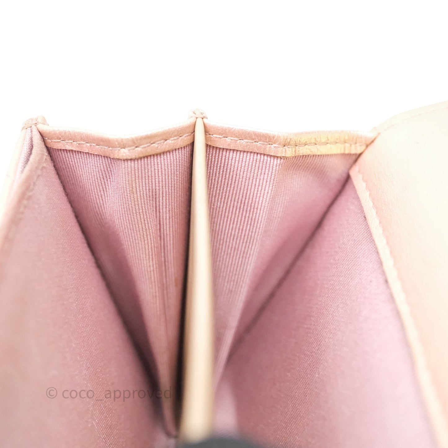 Chanel Classic Flap Coin Purse Pink Iridescent Pearl Lambskin Silver Hardware