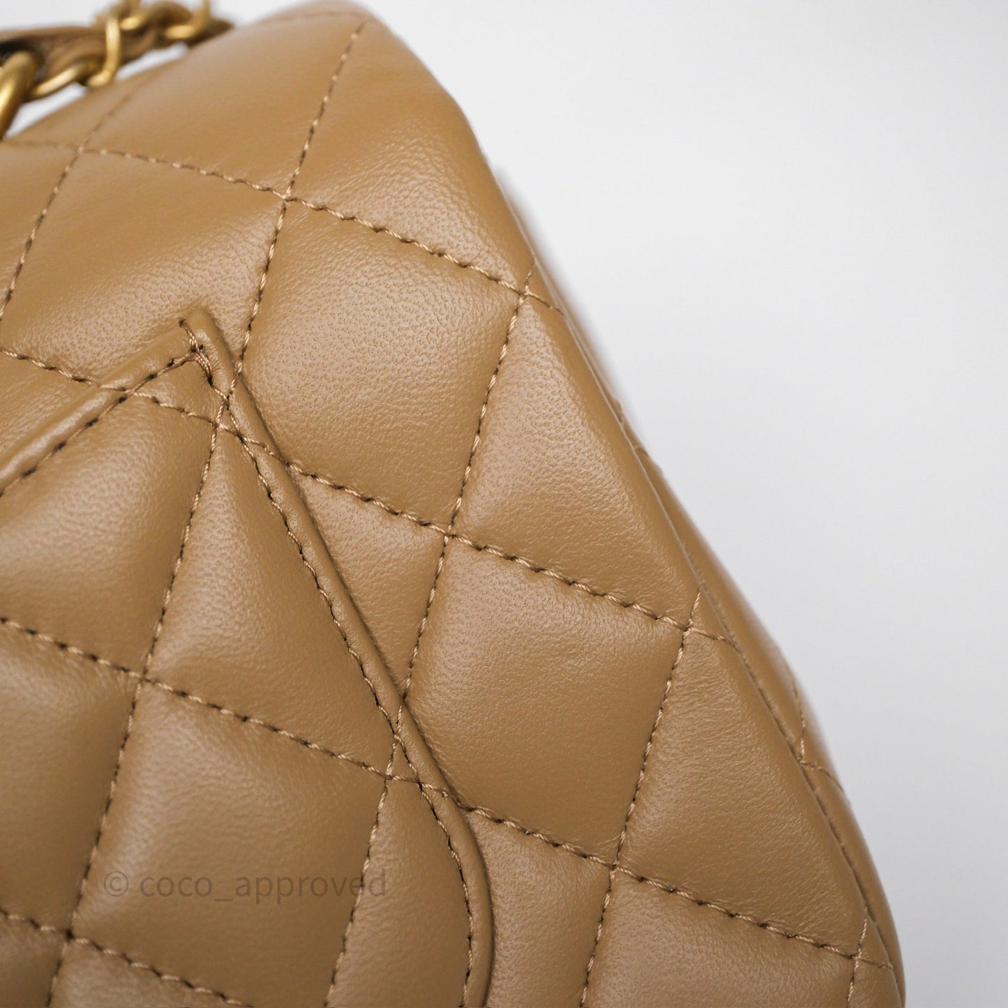 Chanel Metal Top Handle Mini Rectangular Flap Bag Beige Lambskin Aged Gold Hardware