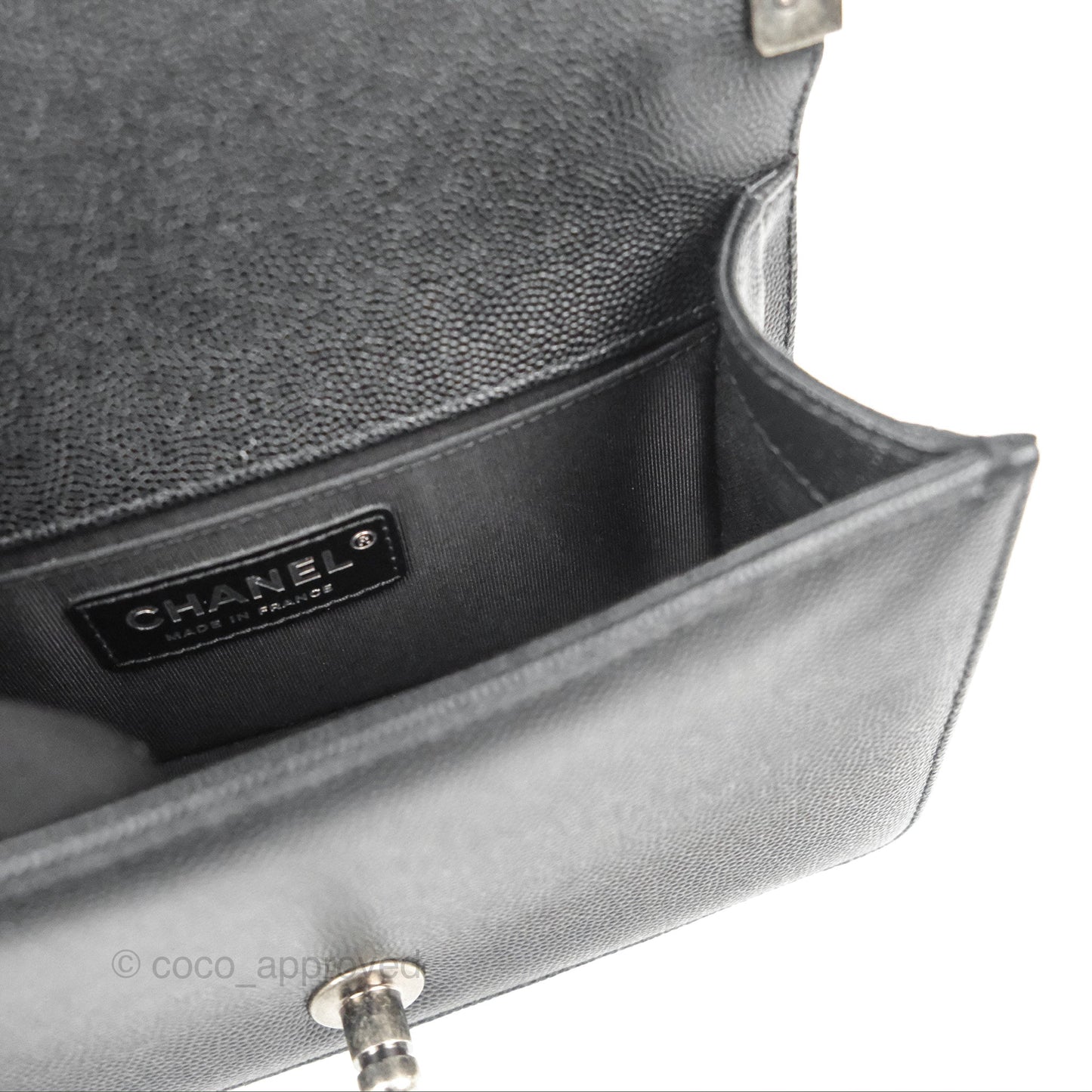 Chanel Small Boy Black Caviar Ruthenium Hardware
