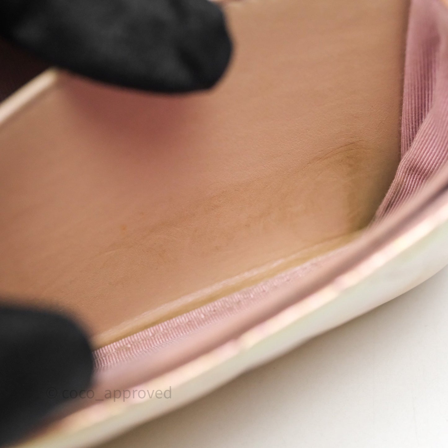Chanel Classic Flap Coin Purse Pink Iridescent Pearl Lambskin Silver Hardware