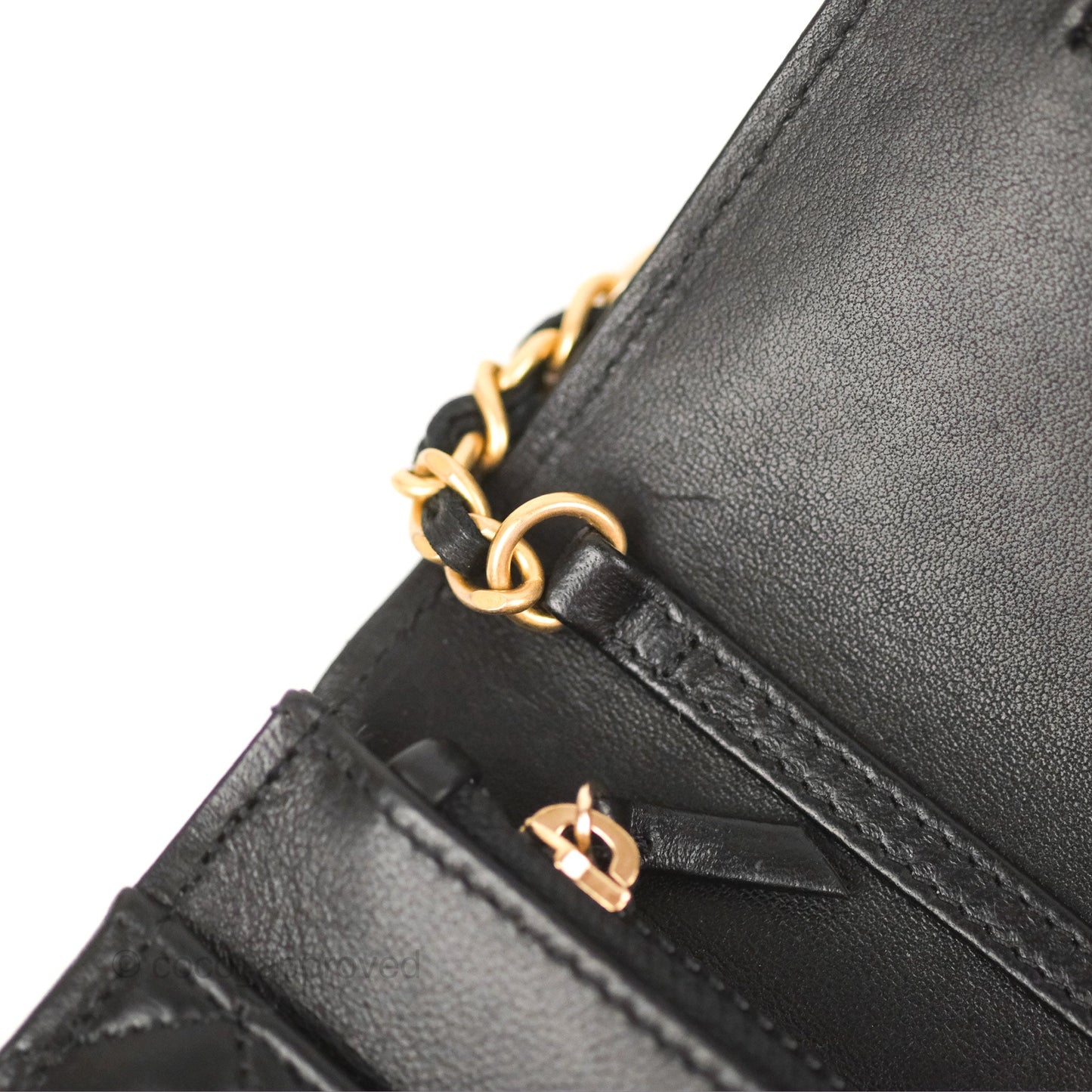 Chanel Quilted Pearl Crush Wallet on Chain WOC Black Lambskin Aged Gold Hardware