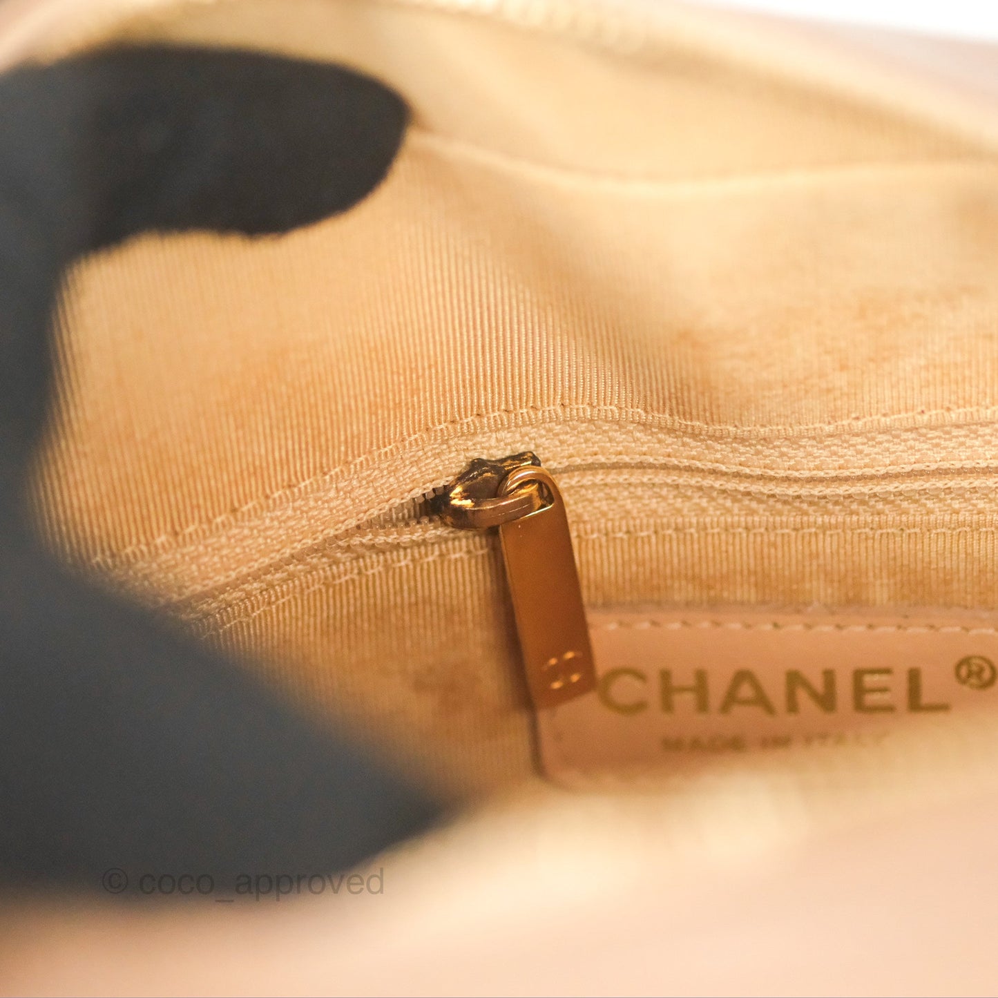 Chanel Vintage Mini CC Boston Bag Beige Caviar
