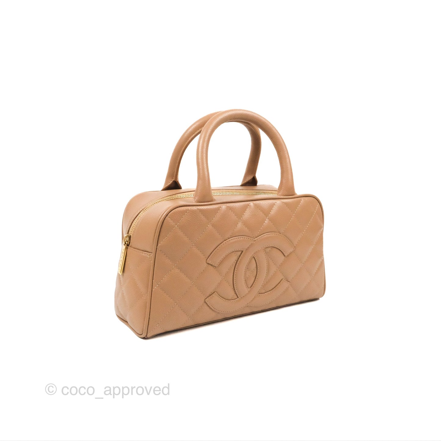 Chanel Vintage Mini CC Boston Bag Beige Caviar