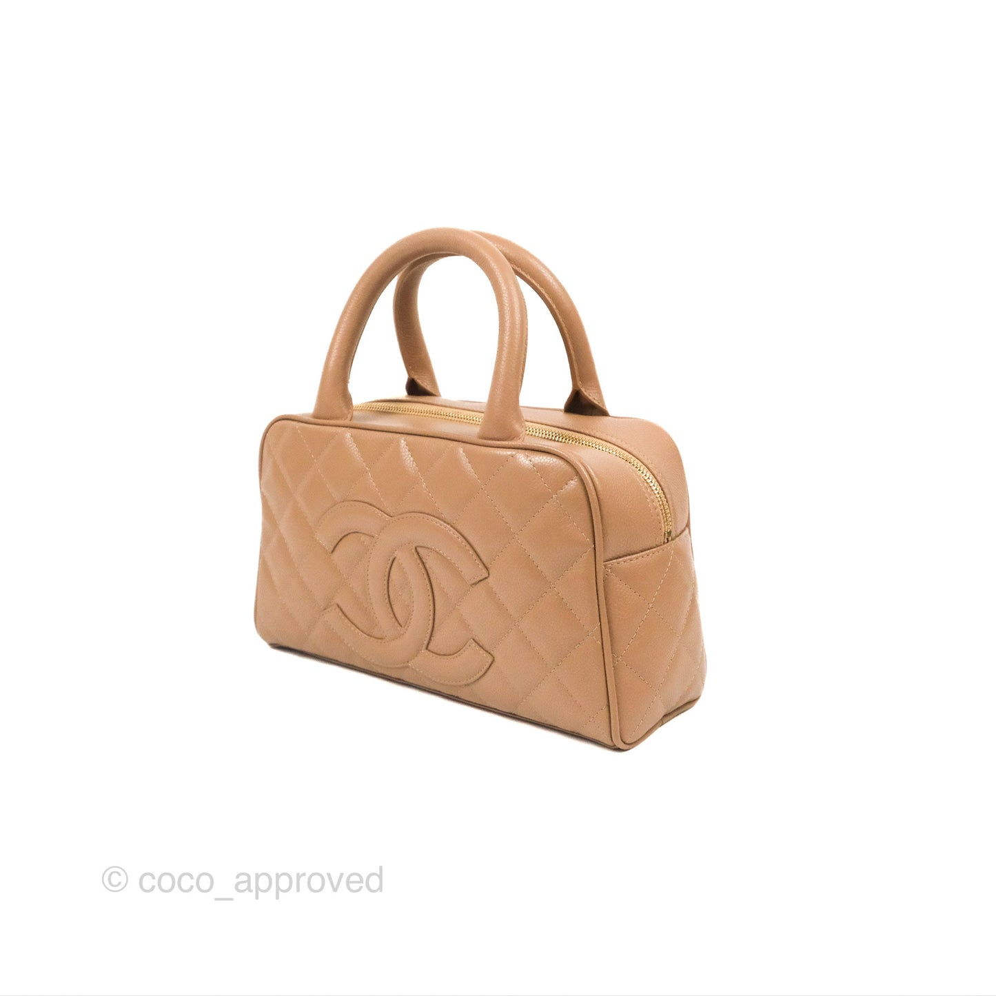 Chanel Vintage Mini CC Boston Bag Beige Caviar