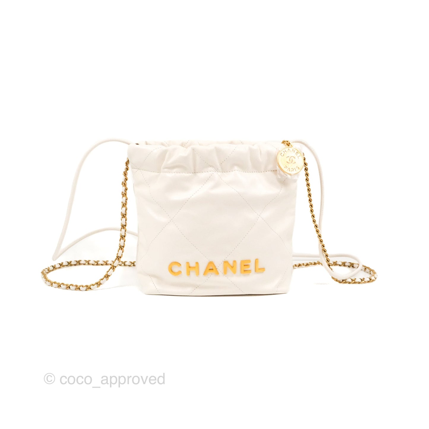 Chanel 22 Mini Bag White Crumpled Calfskin
