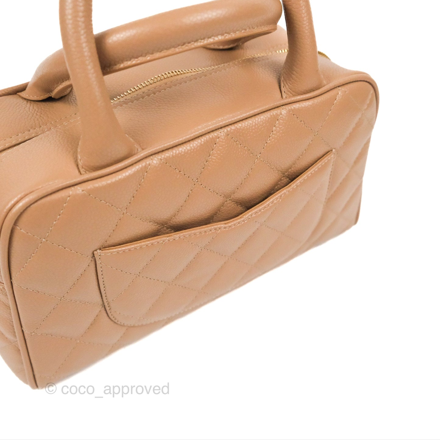 Chanel Vintage Mini CC Boston Bag Beige Caviar