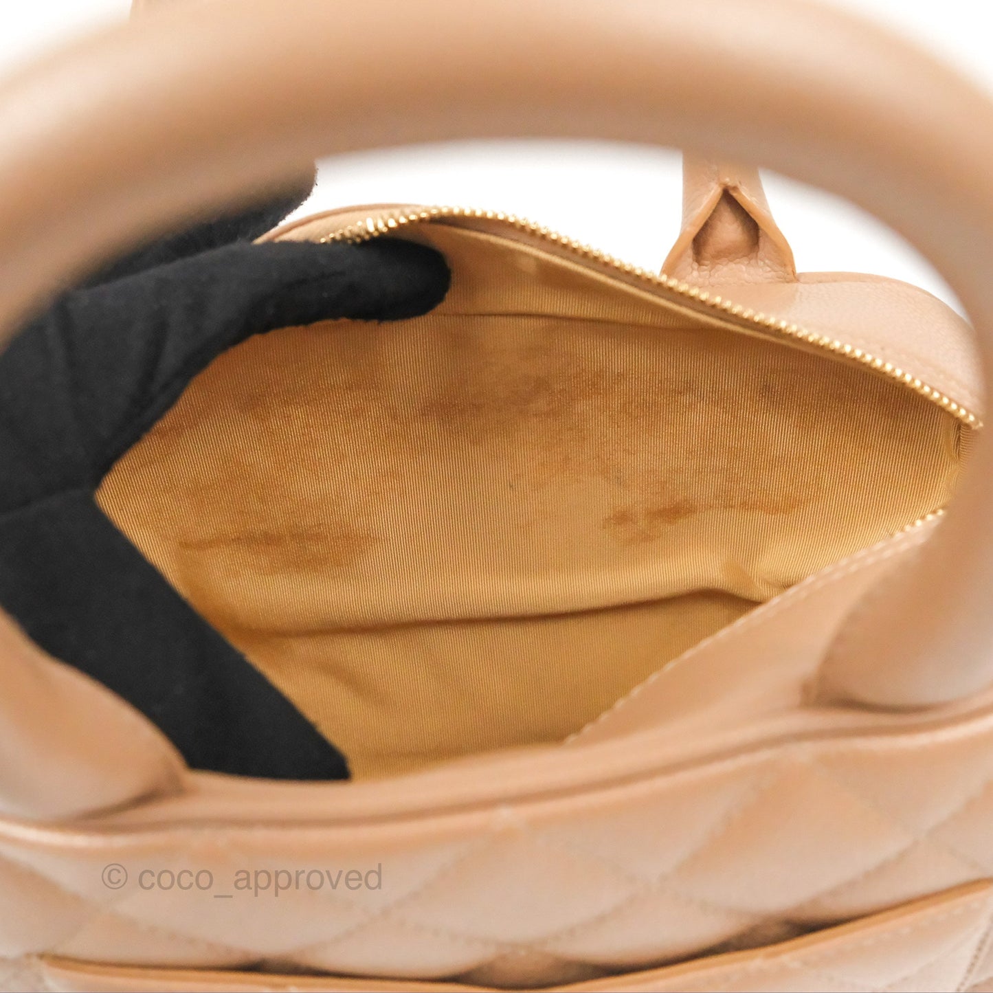 Chanel Vintage Mini CC Boston Bag Beige Caviar