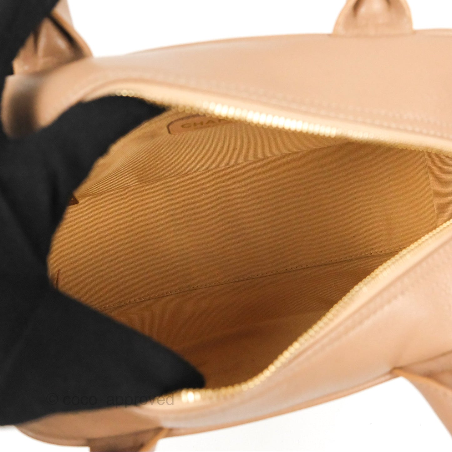 Chanel Vintage Mini CC Boston Bag Beige Caviar