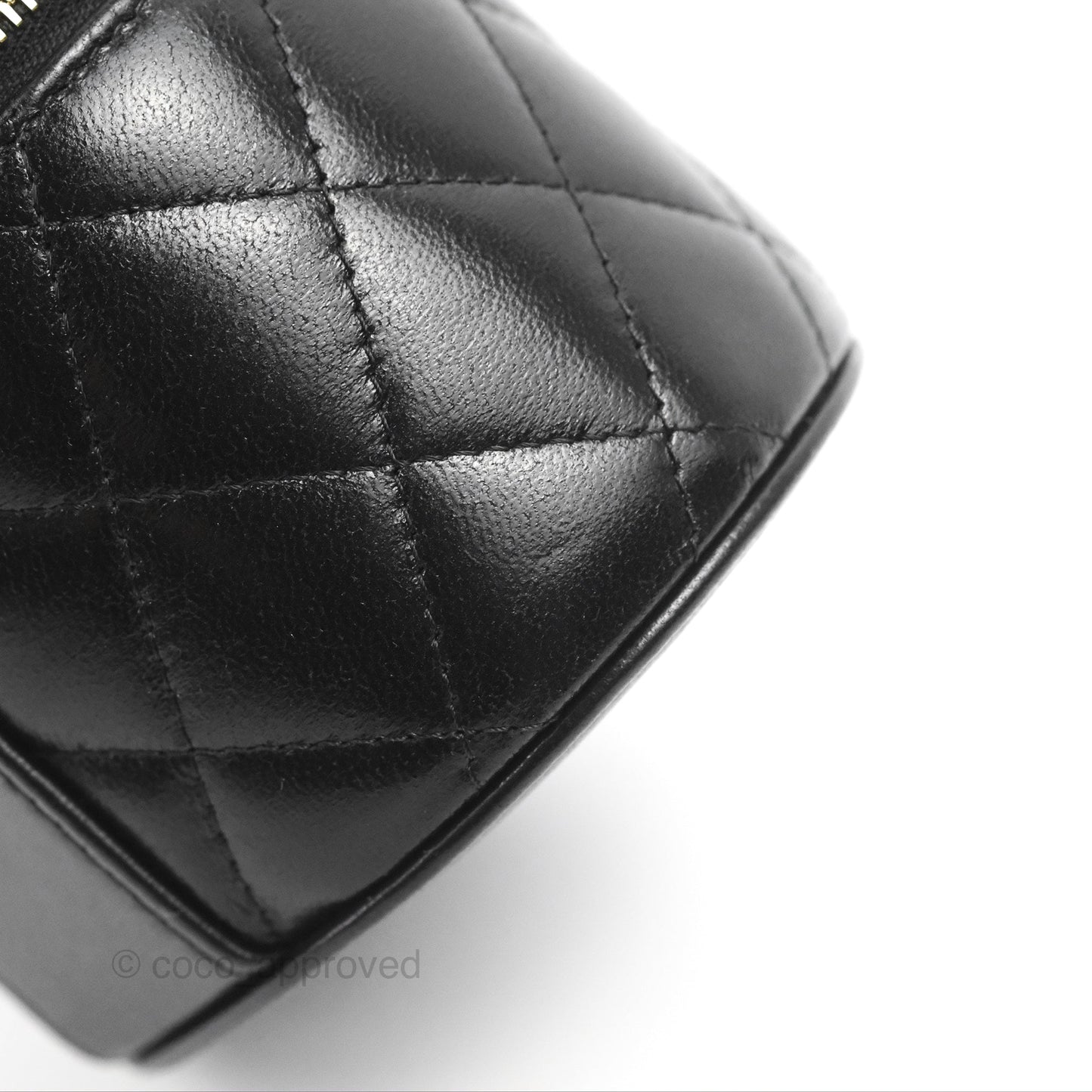 Chanel Mini Top Handle Vanity Case Black Shiny Lambskin Gold Hardware 22S