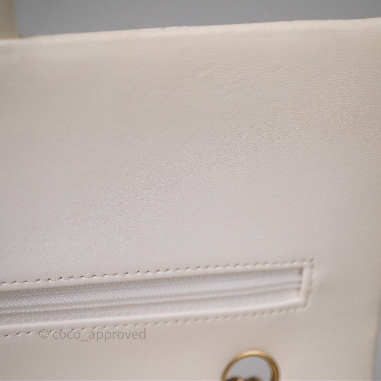 Chanel Classic M/L Medium Flap Quilted Ivory White Lambskin Gold Hardware