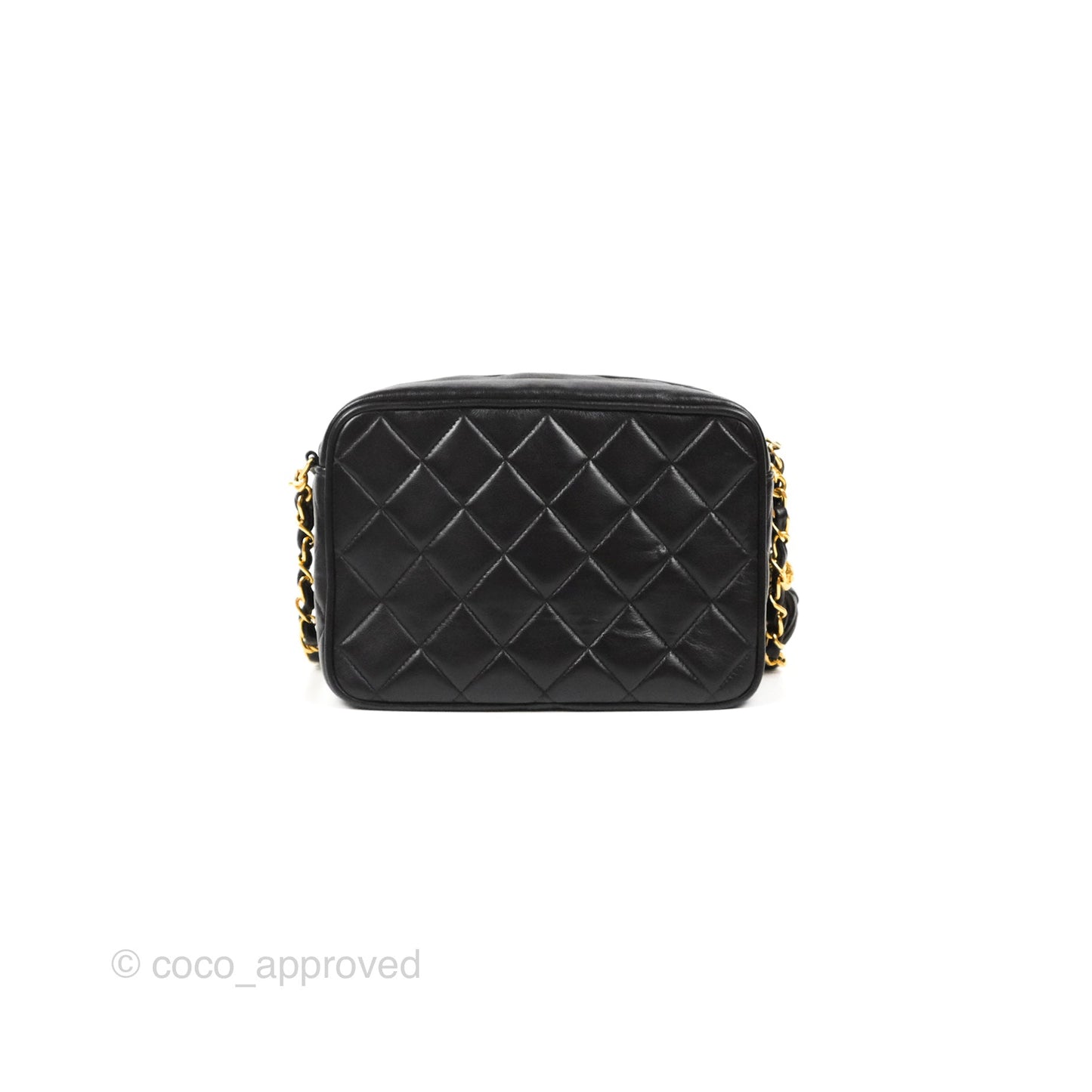 Chanel Vintage Tassel Charm Camera Bag Black Lambskin Gold Hardware