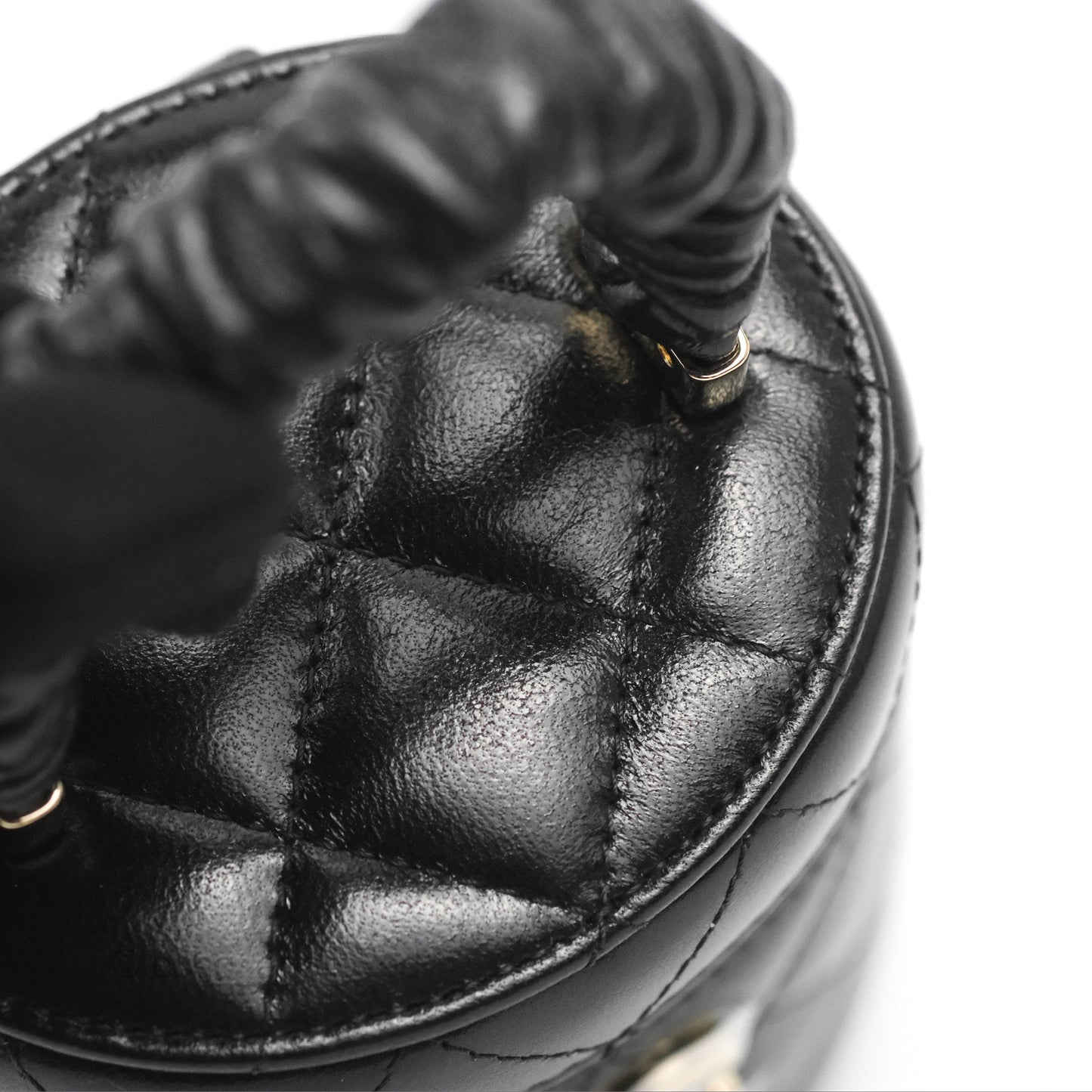 Chanel Mini Top Handle Vanity Case Black Shiny Lambskin Gold Hardware 22S