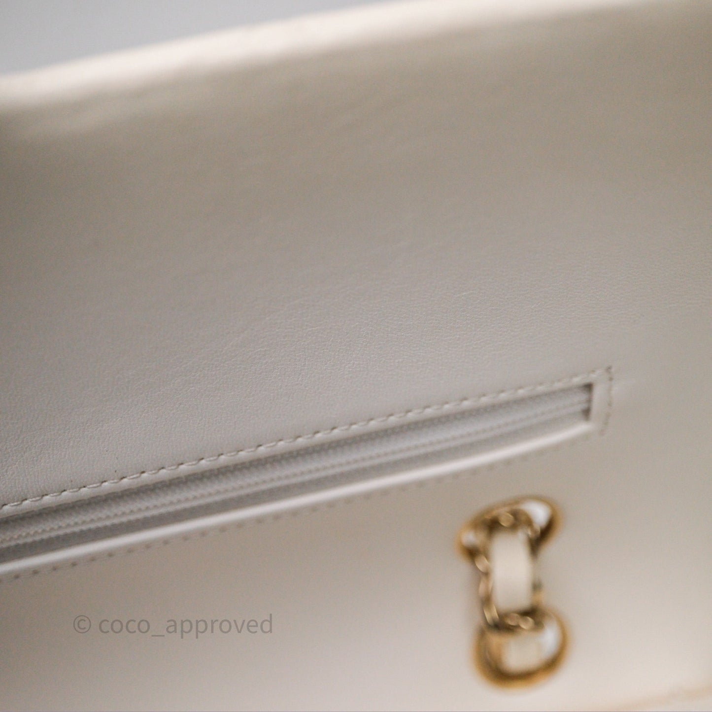Chanel Classic M/L Medium Flap Quilted Ivory White Lambskin Gold Hardware