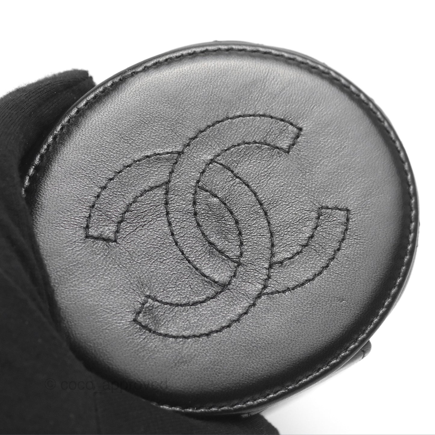 Chanel Mini Top Handle Vanity Case Black Shiny Lambskin Gold Hardware 22S