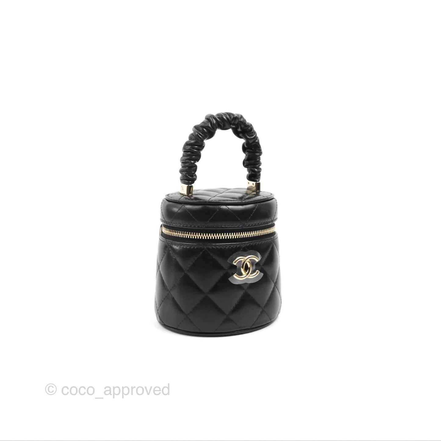 Chanel Mini Top Handle Vanity Case Black Shiny Lambskin Gold Hardware 22S