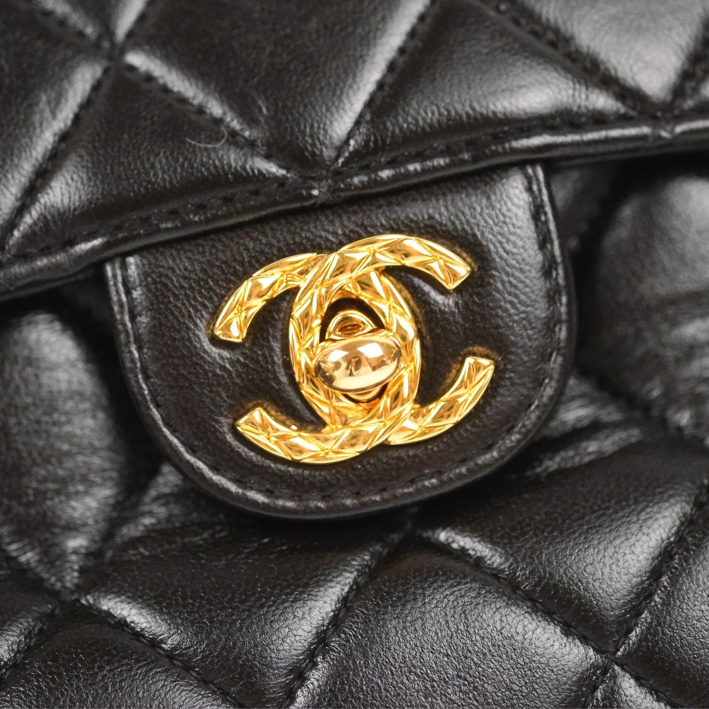Chanel Vintage Tassel Charm Camera Bag Black Lambskin Gold Hardware