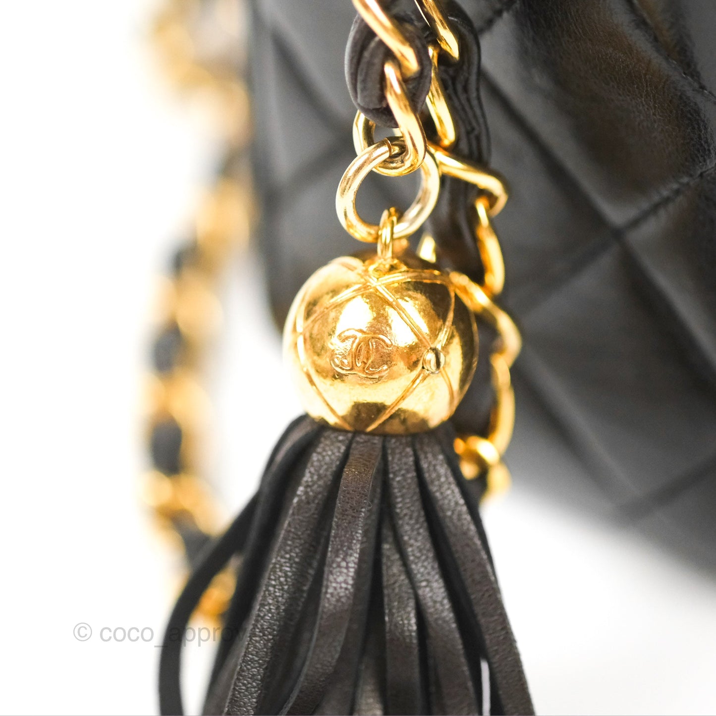 Chanel Vintage Tassel Charm Camera Bag Black Lambskin Gold Hardware