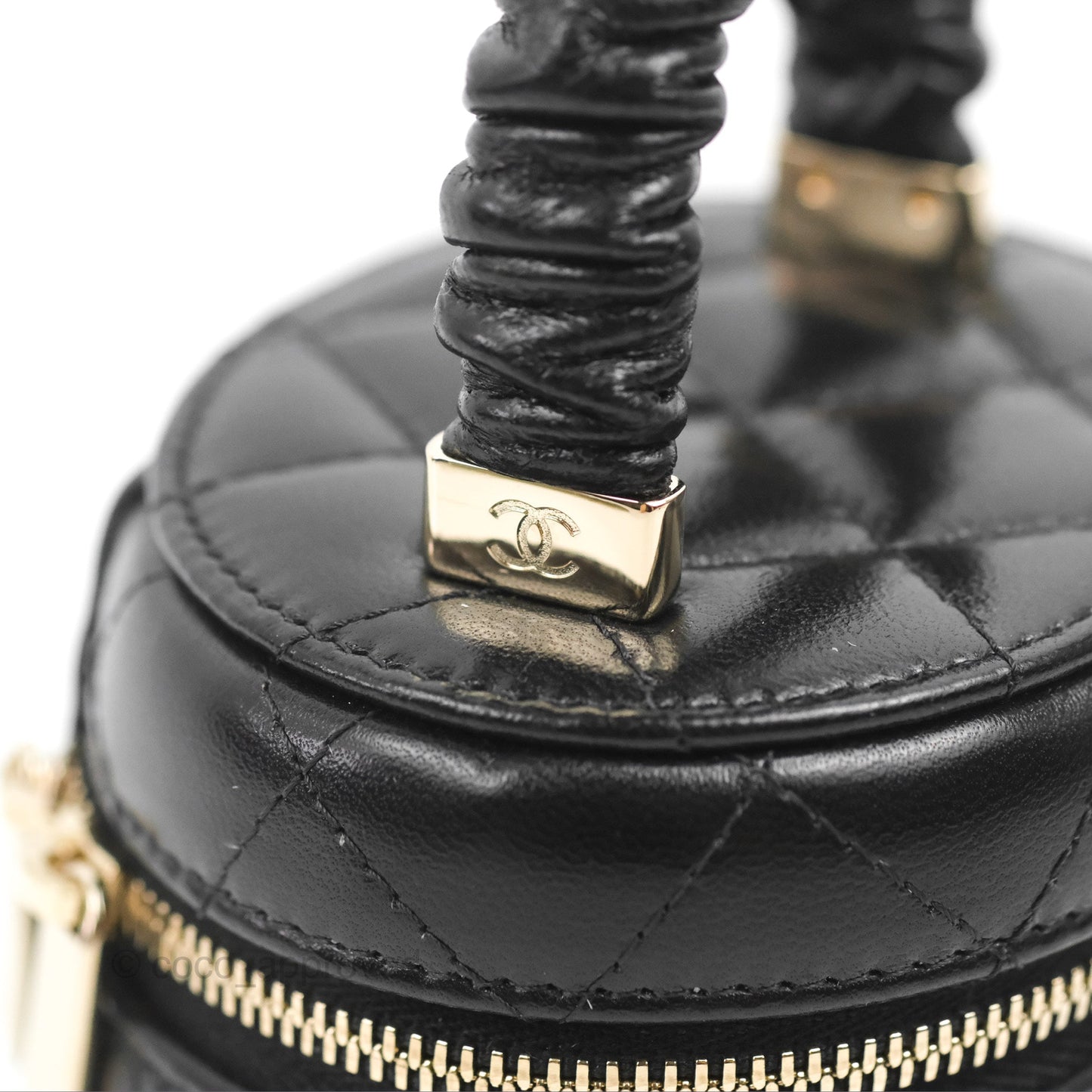 Chanel Mini Top Handle Vanity Case Black Shiny Lambskin Gold Hardware 22S