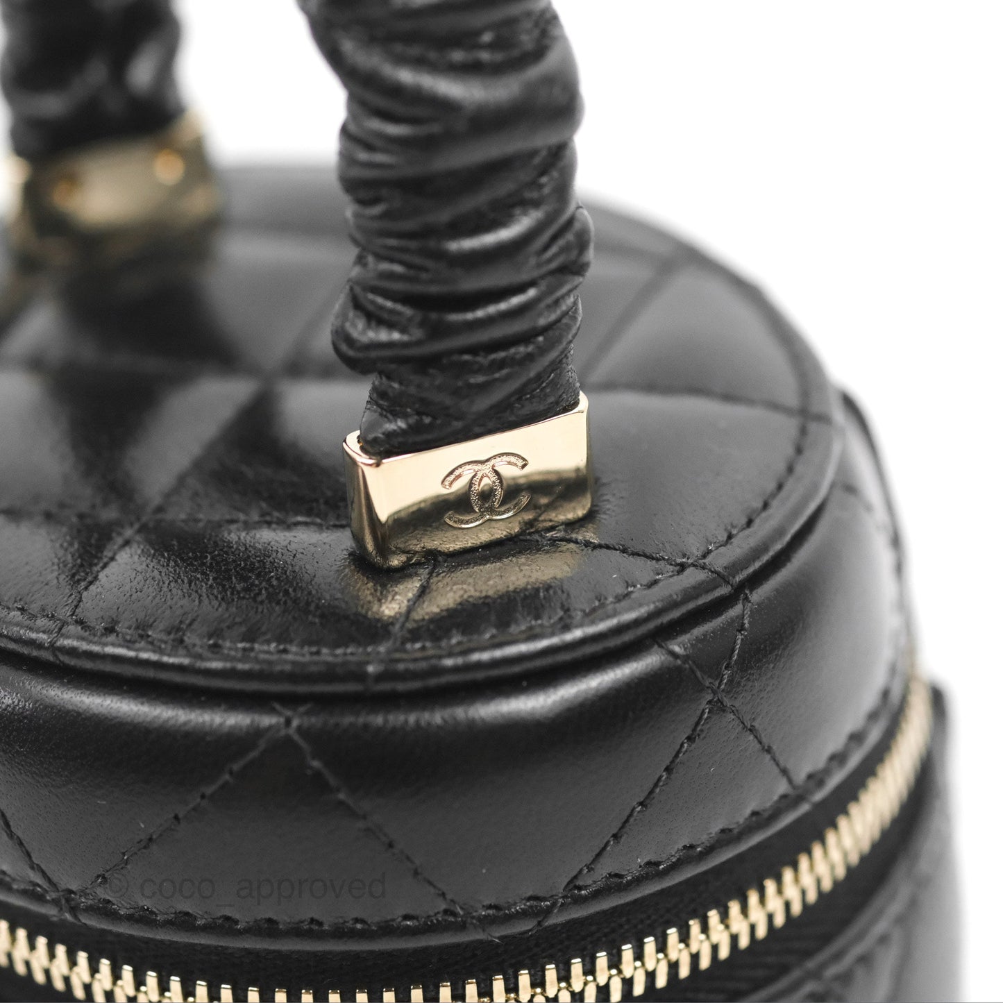 Chanel Mini Top Handle Vanity Case Black Shiny Lambskin Gold Hardware 22S