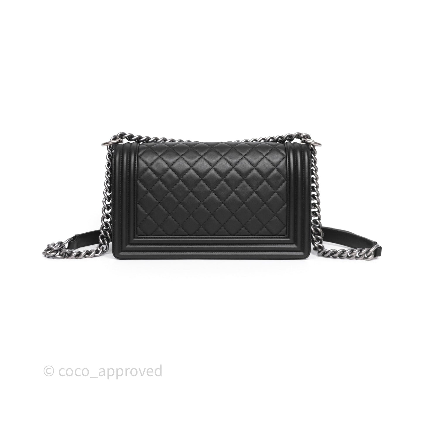 Chanel Quilted Medium Boy Black Calfskin Ruthenium Hardware