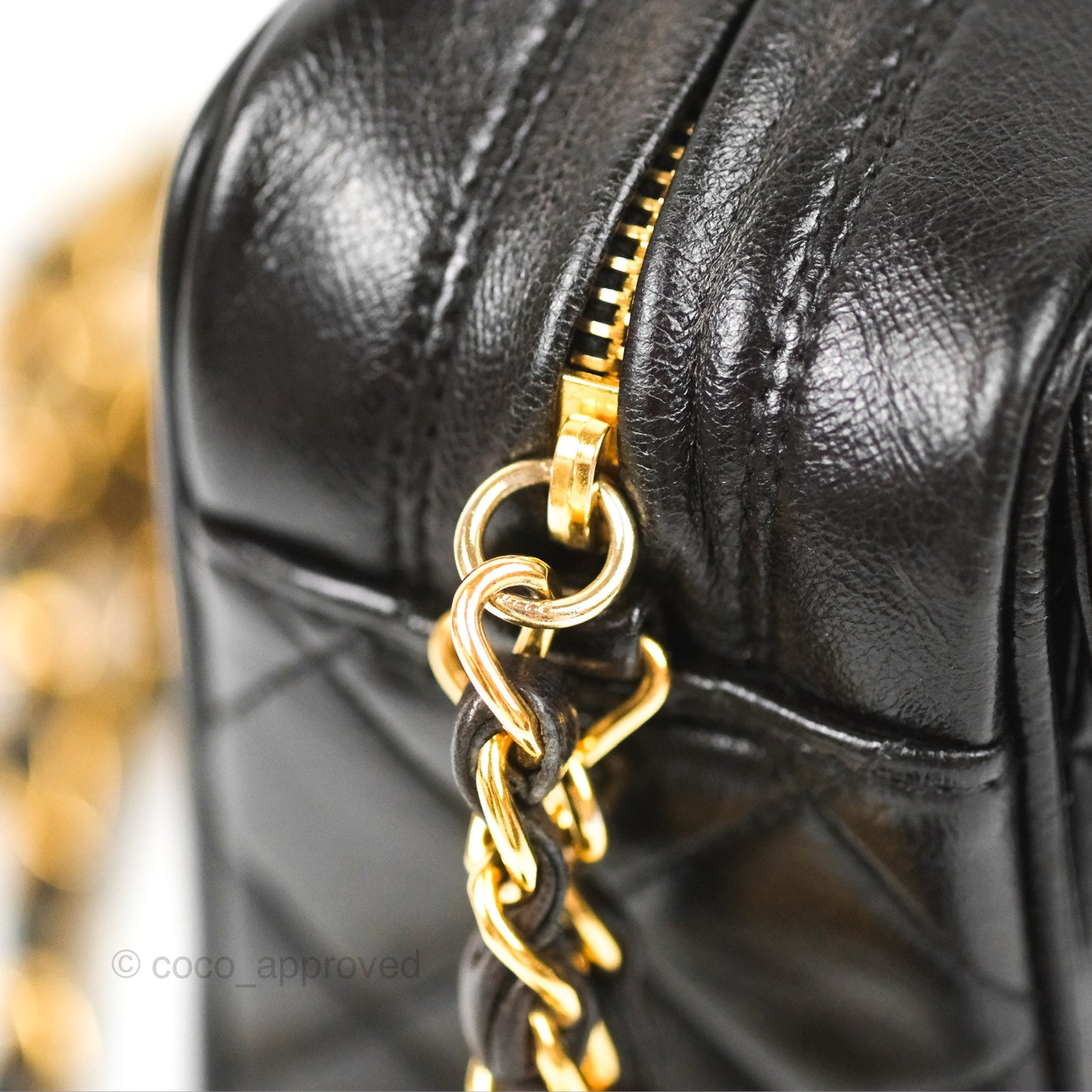 Chanel Vintage Tassel Charm Camera Bag Black Lambskin Gold Hardware