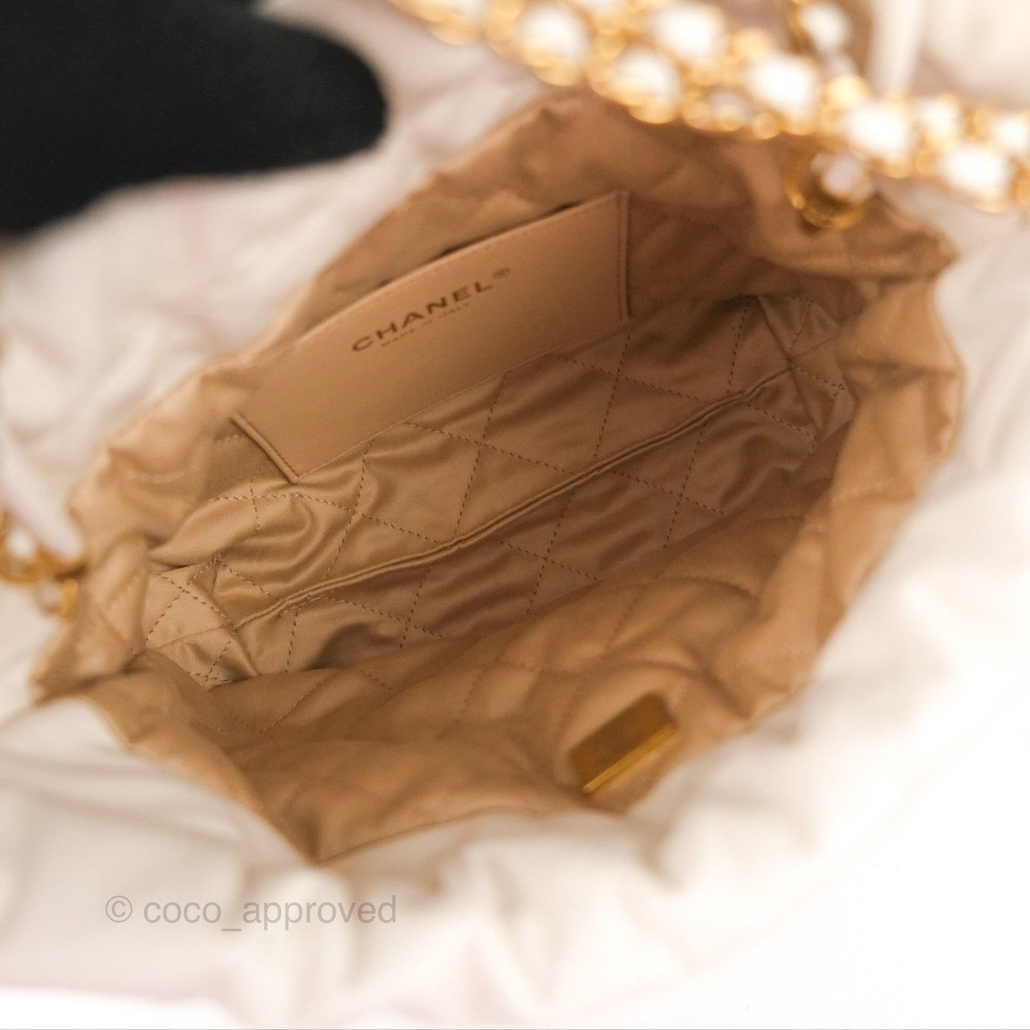Chanel 22 Mini Bag White Crumpled Calfskin